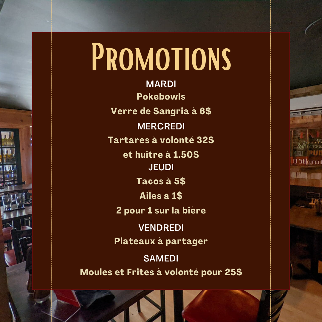 Promotions Restaurant O St Laurent Beauharnois